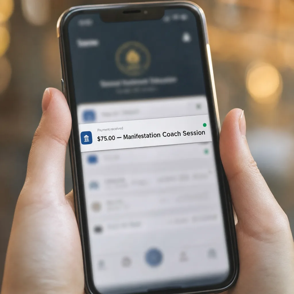 Your first paid session: payment received on the reader's phone